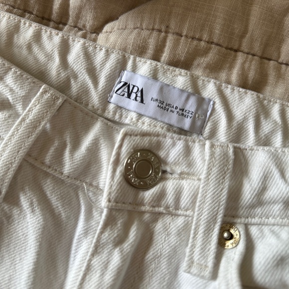 Zara High Waisted Folded Up Wide Leg Jeans - Picture 3 of 4